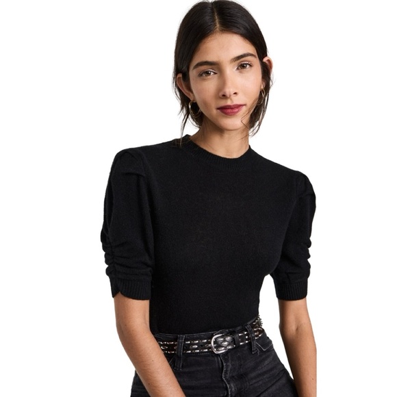 FRAME Ruched Sleeve Cashmere Sweater - Picture 15 of 15